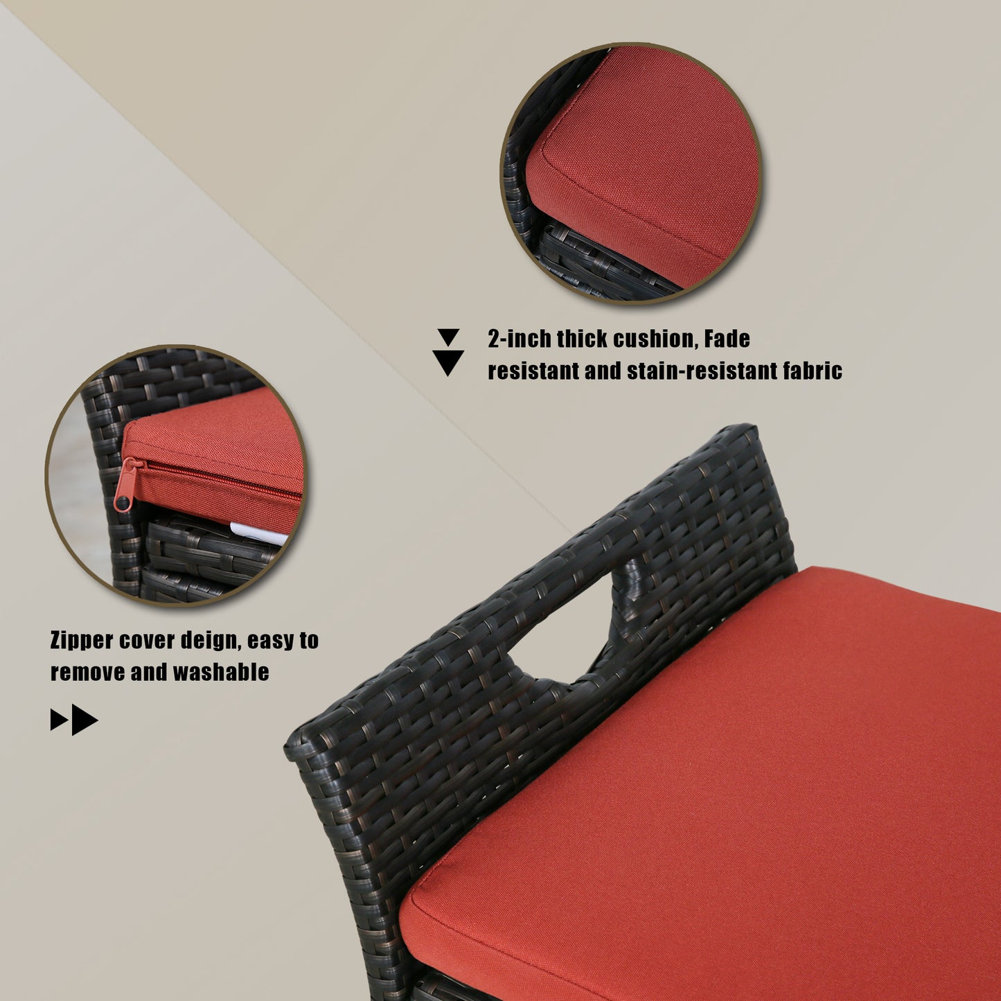 ULAX Outdoor Wicker Storage Bench with Cushion