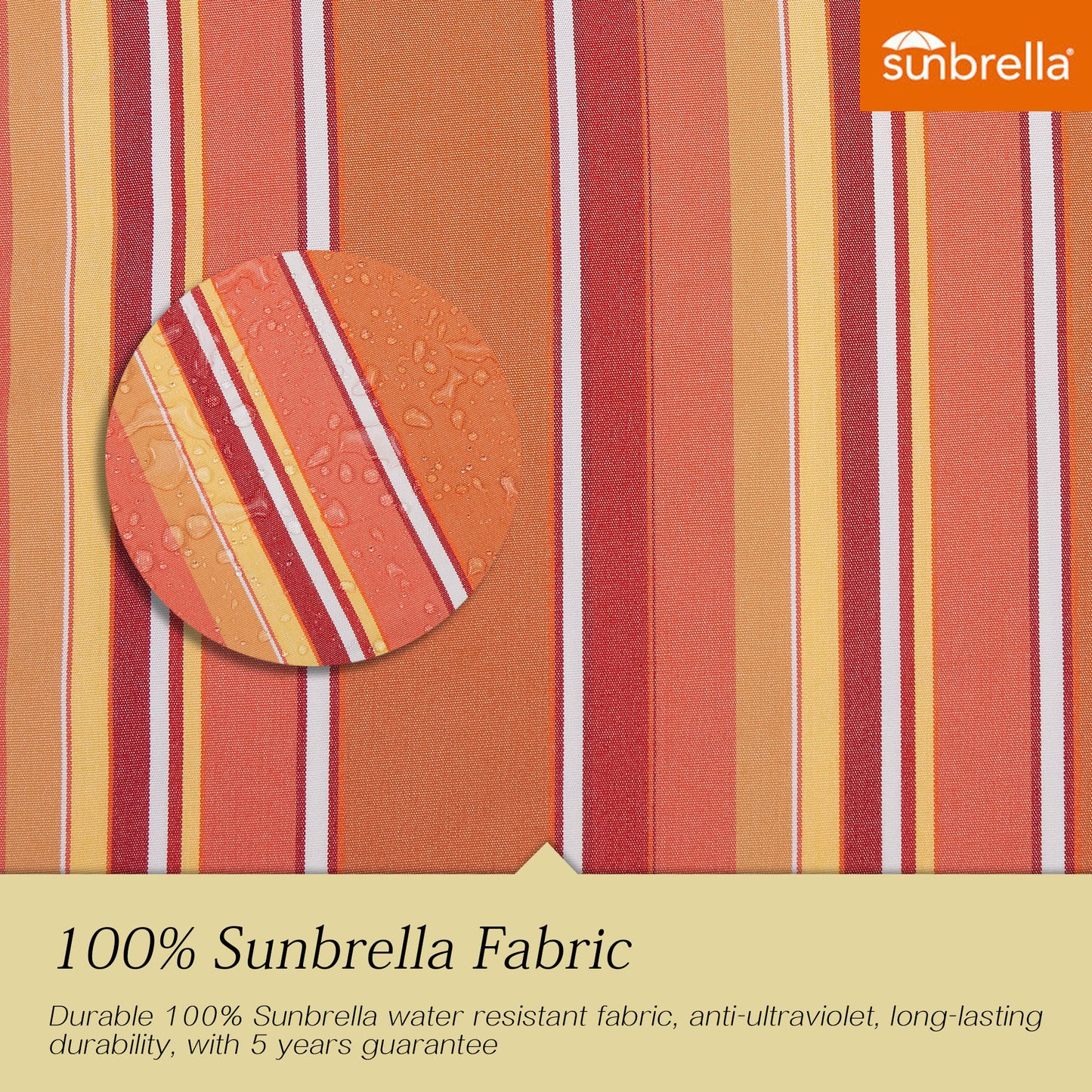 9 Ft Outdoor Sunbrella Tiltable Round Market Umbrella with Aluminum Pole and Crank (Dolce Mango)