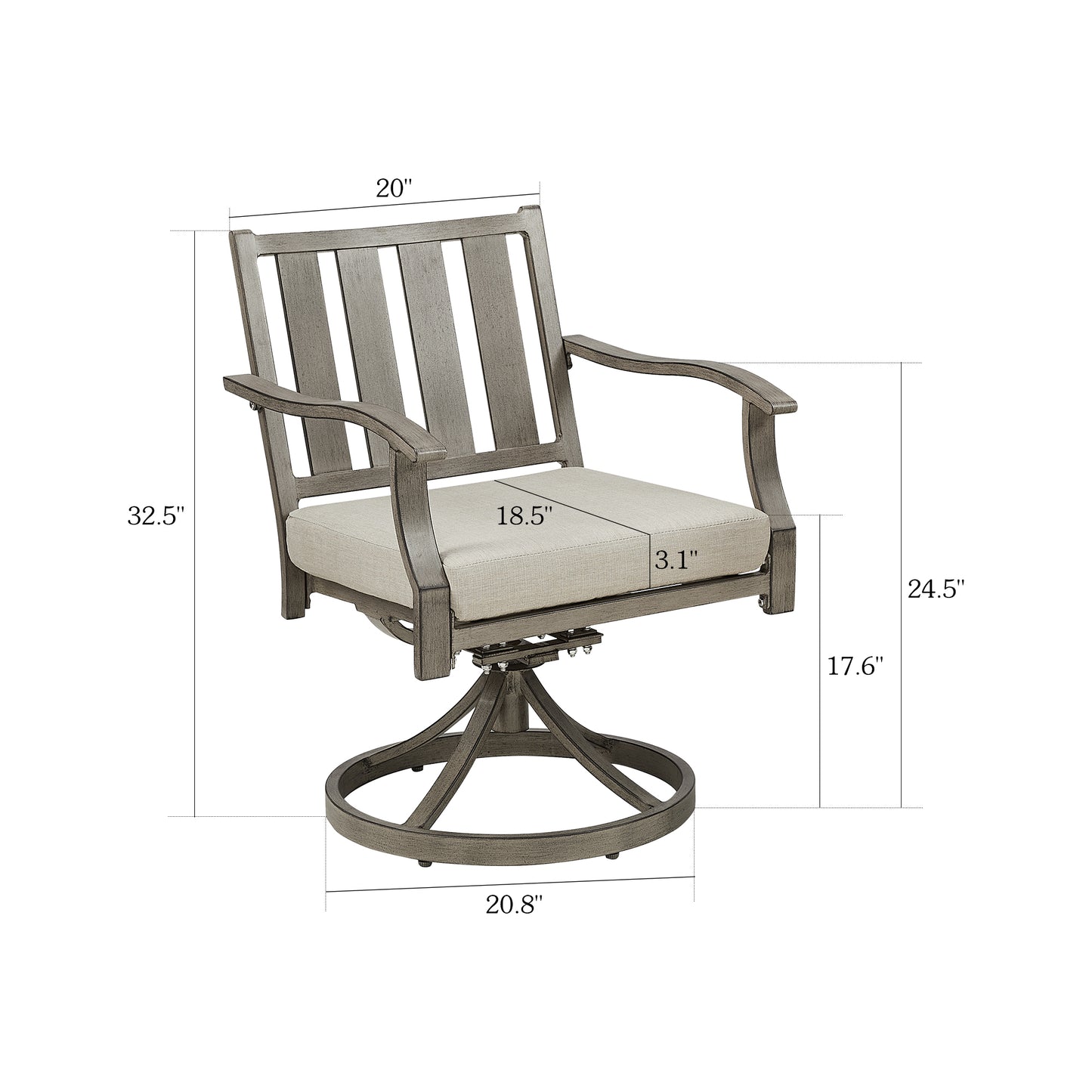 OPEN BOX I PEAKHOME Azur Patio Swivel Dining Chair with Sunbrella® Cushions