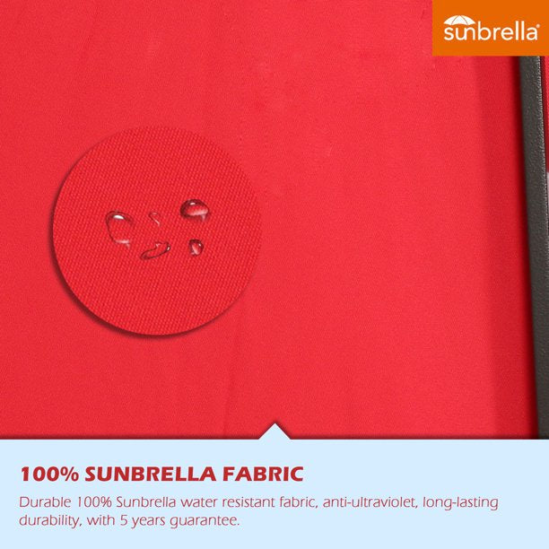 9 Ft Outdoor Tiltable Round Market Sunbrella Umbrella with Aluminum Pole and Crank, Jockey Red(Stand Not Included)