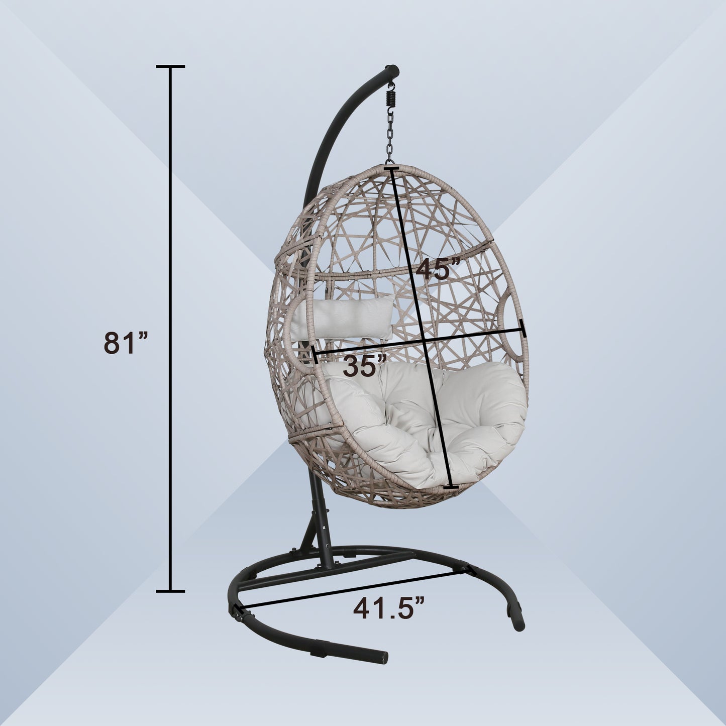 Peakhome Furnishings Swing Outdoor Patio Lounge Egg Chair with Cushion and Stand