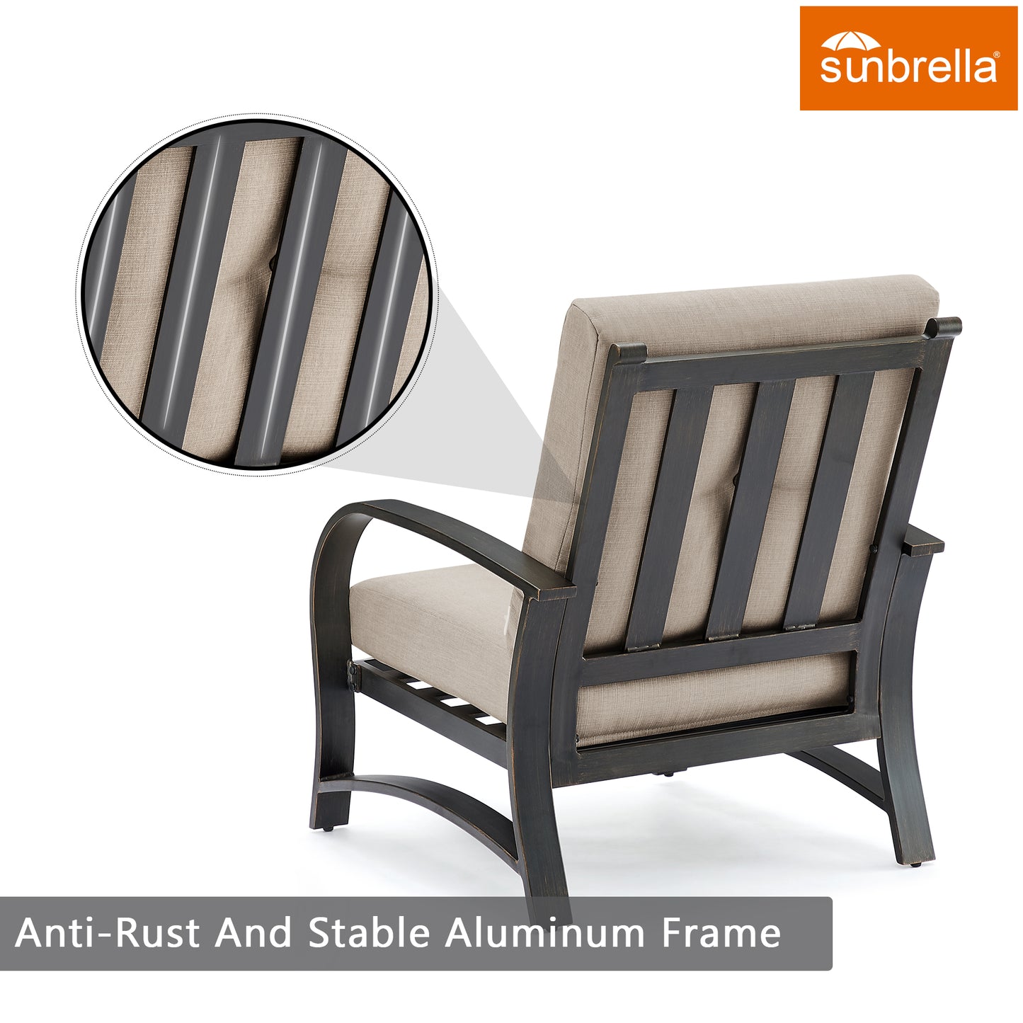 Chamber 3 Pieces Aluminum Patio Bistro Sets with Sunbrella® Cushions