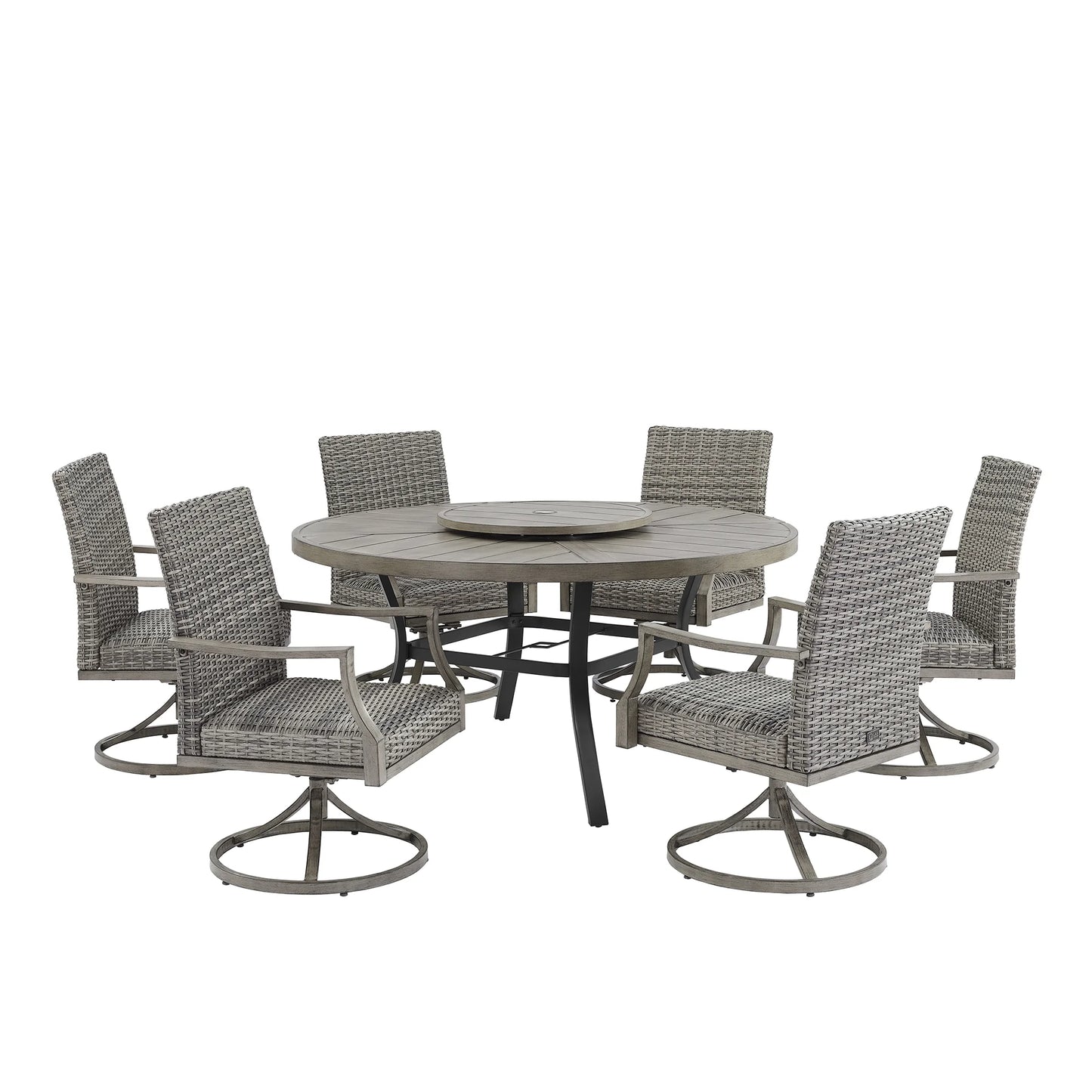 Allure 7-Piece Round Patio Dining Set With Wicker Chair