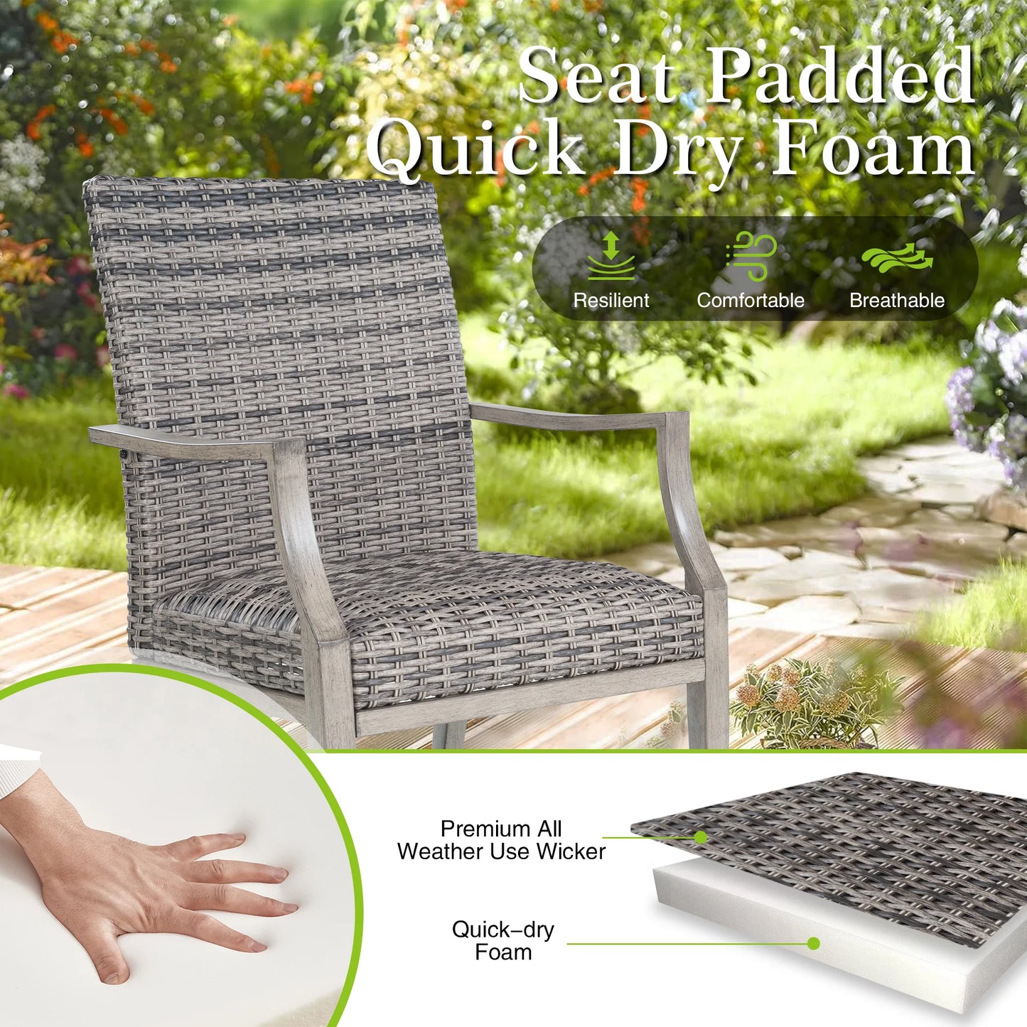 Allure 7-Piece Patio Rectangular Dining Set For 6 Person