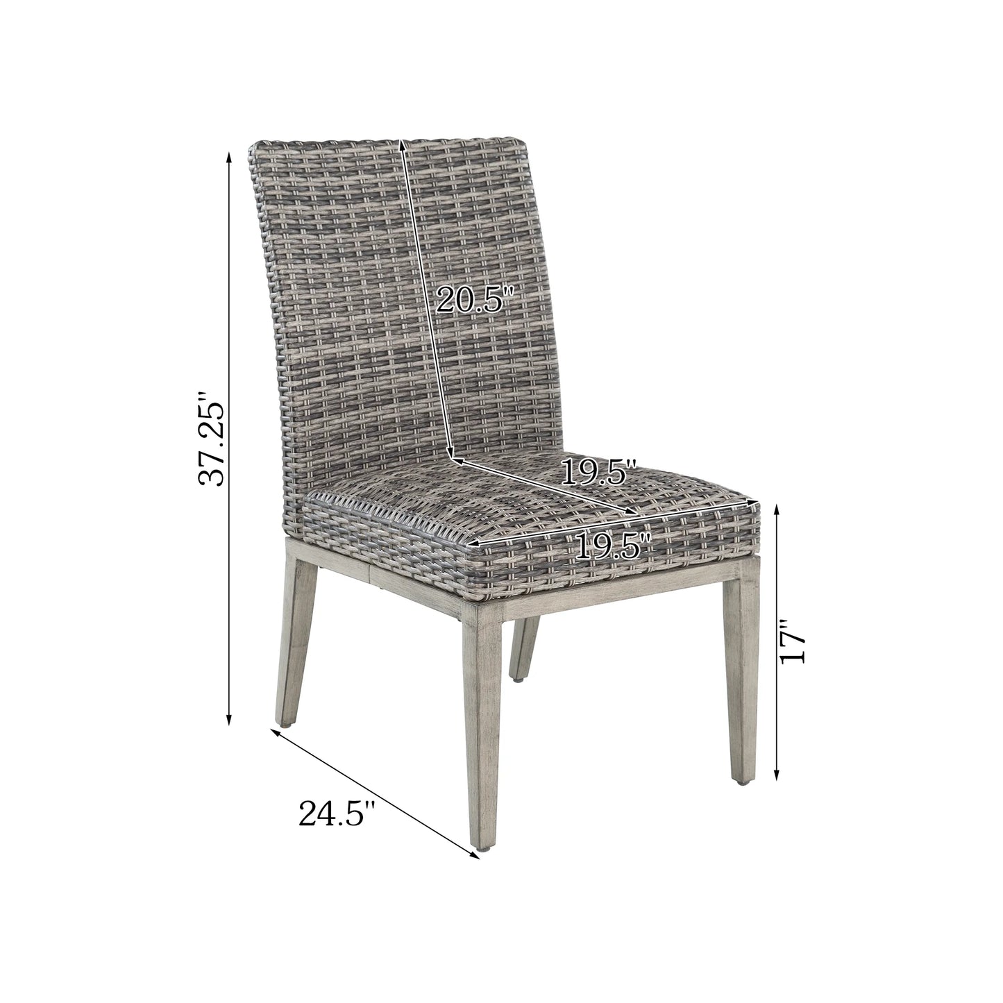 PEAKHOME Allure 2 Pieces Rattan Armless Dining Chair With Quick Dry Foam