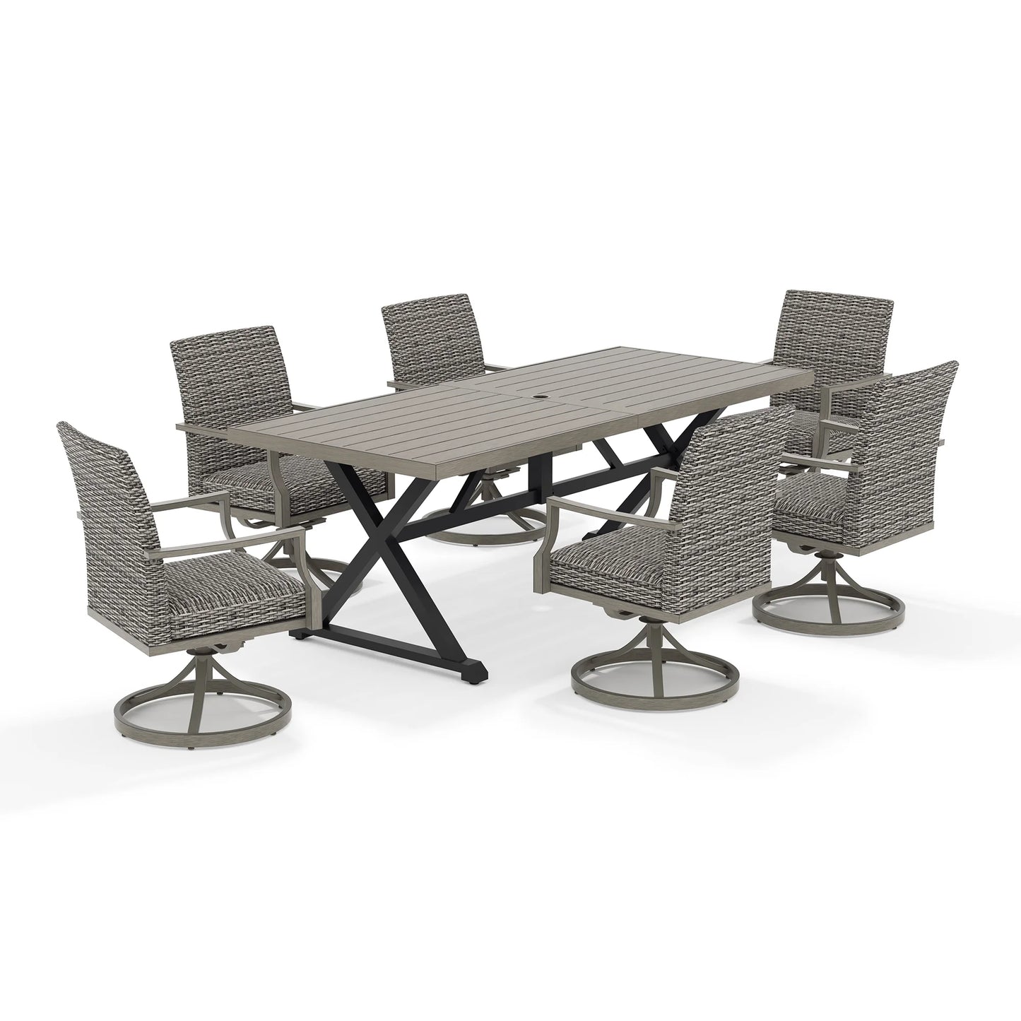 Outdoor dining set with a table and six chairs