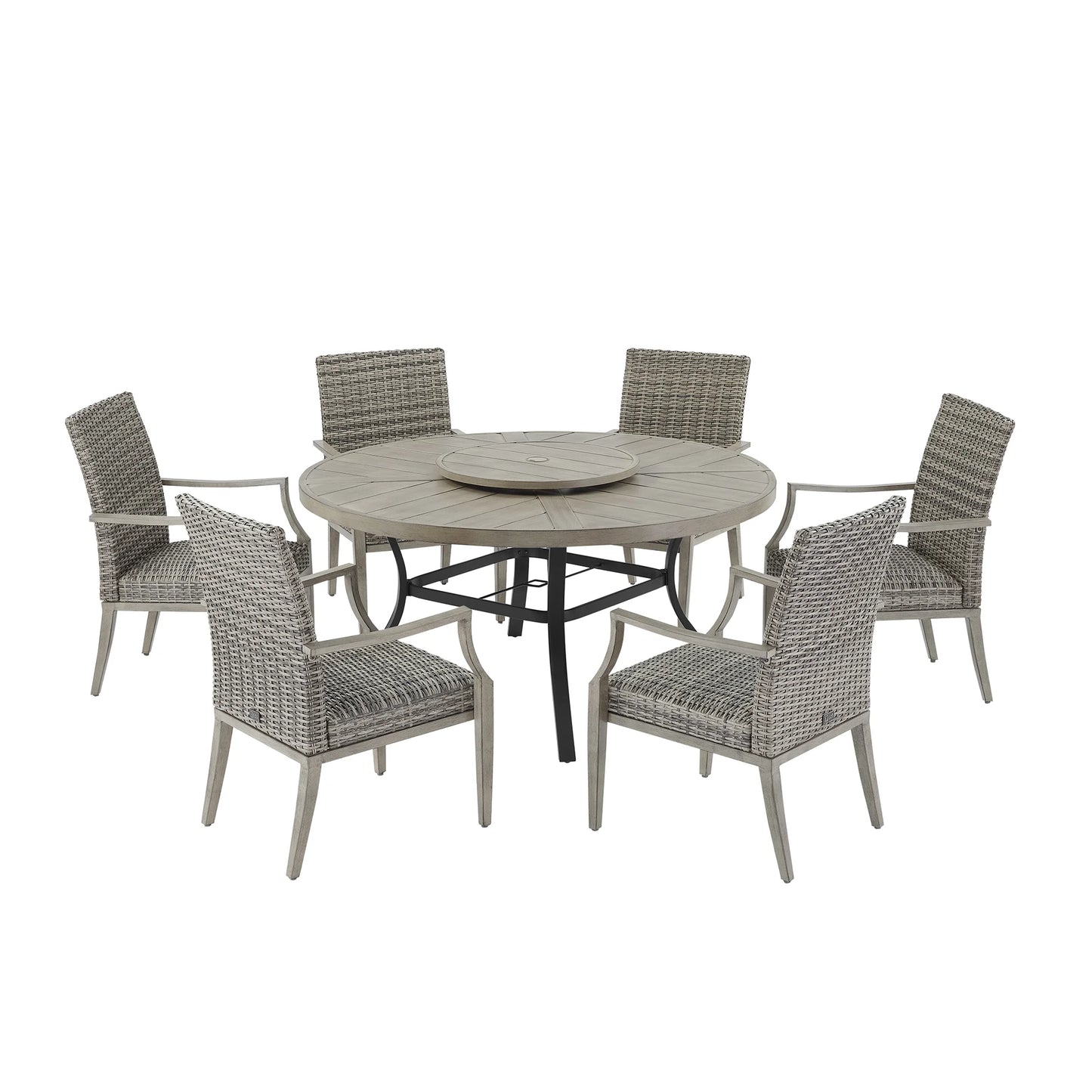 Allure 7-Piece Round Patio Dining Set With Wicker Chair