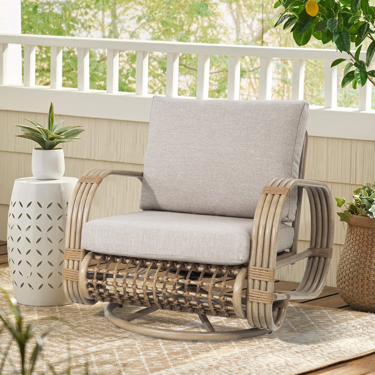 Arsterie Patio Aluminum Swivel Club Chairs