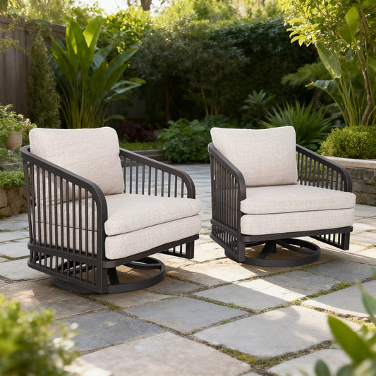 Asheville 2-Pieces Patio Aluminum Swivel Chair