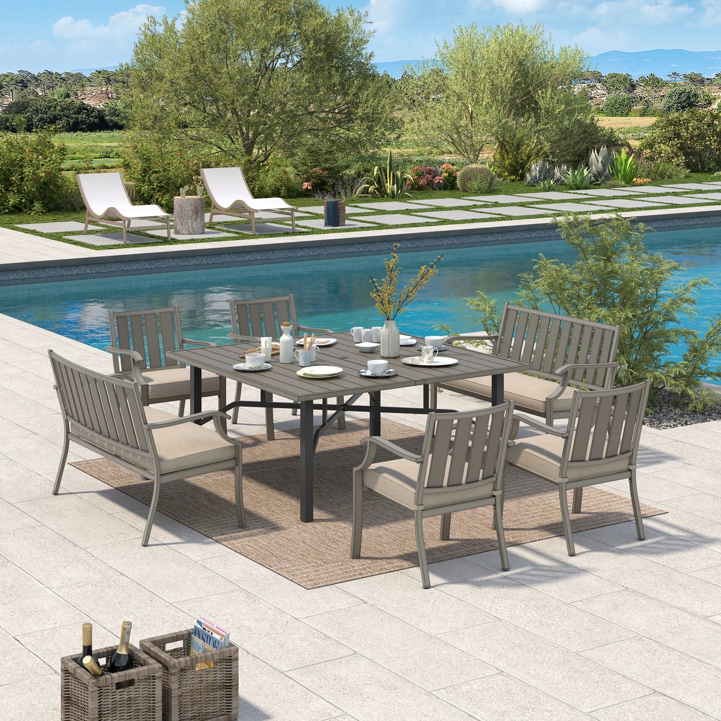 Azur 7-Piece Outdoor Square Dining Set