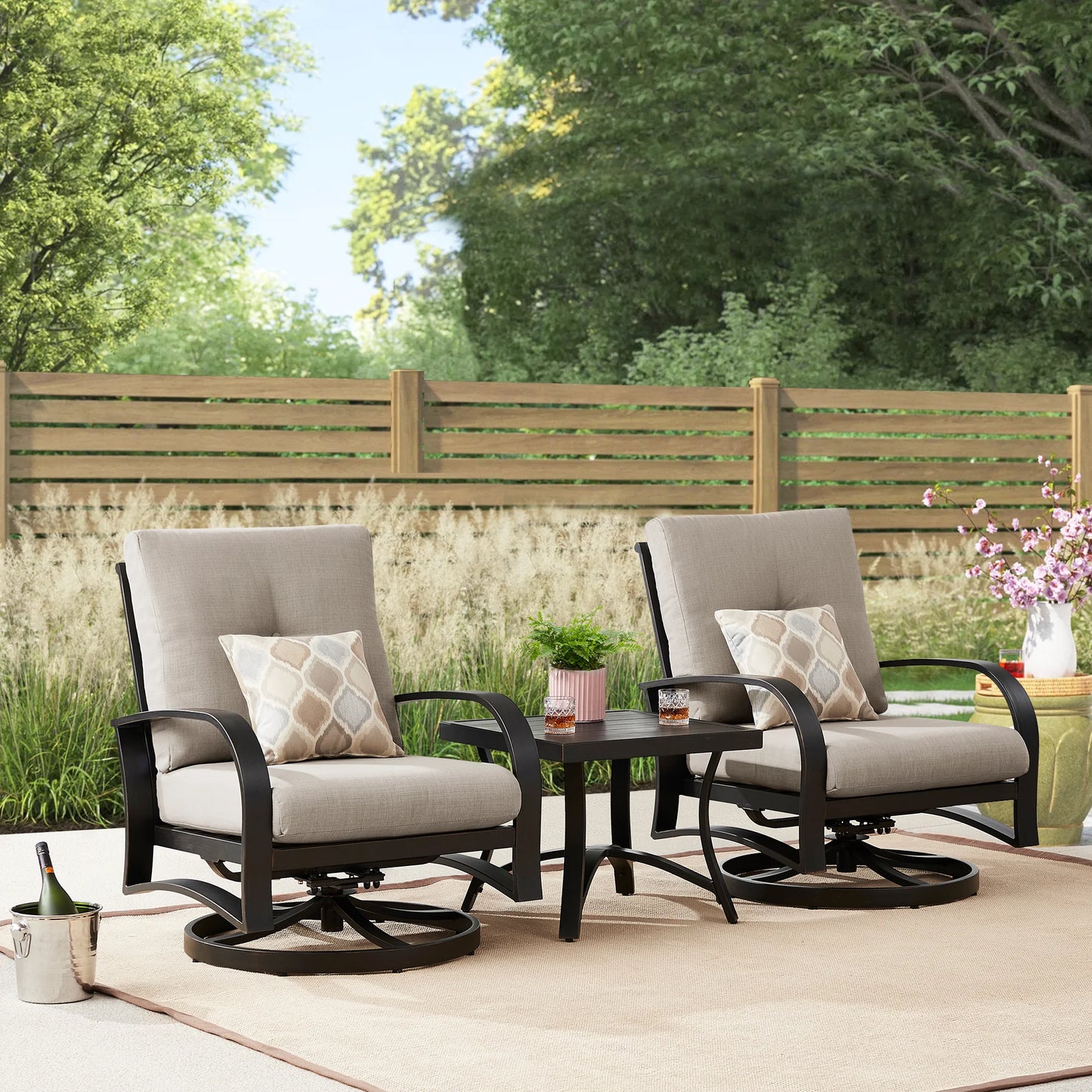 Chamber 3-Pieces Aluminum Patio Bistro Sets