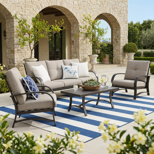 Chamber 4 Pieces Aluminum Patio Lounge Seating Sets with Sunbrella® Cushions