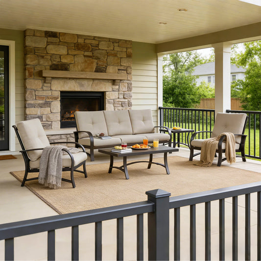 Chamber 5 Pieces Aluminum Patio Sofa Sets with Sunbrella® Cushions