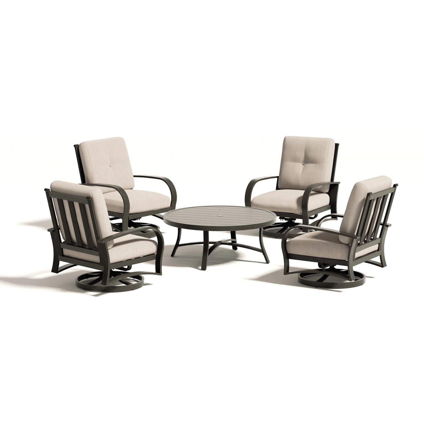 Chamber Patio 4-Seat Conversation Sets With Swivel Chair