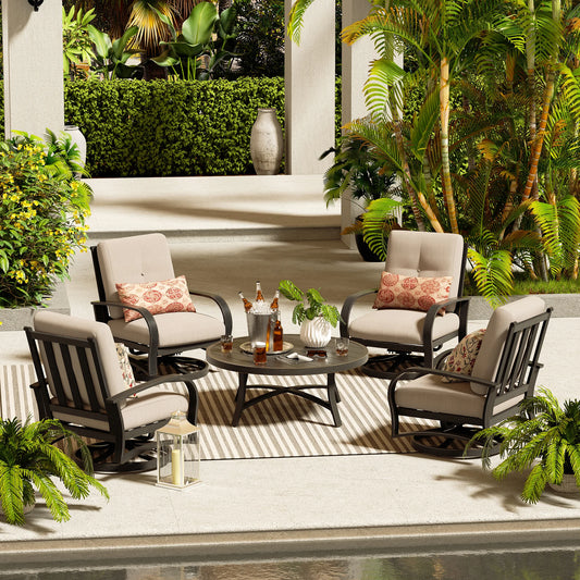 Chamber Patio_5-Pieces Conversation Sets With Swivel Chair