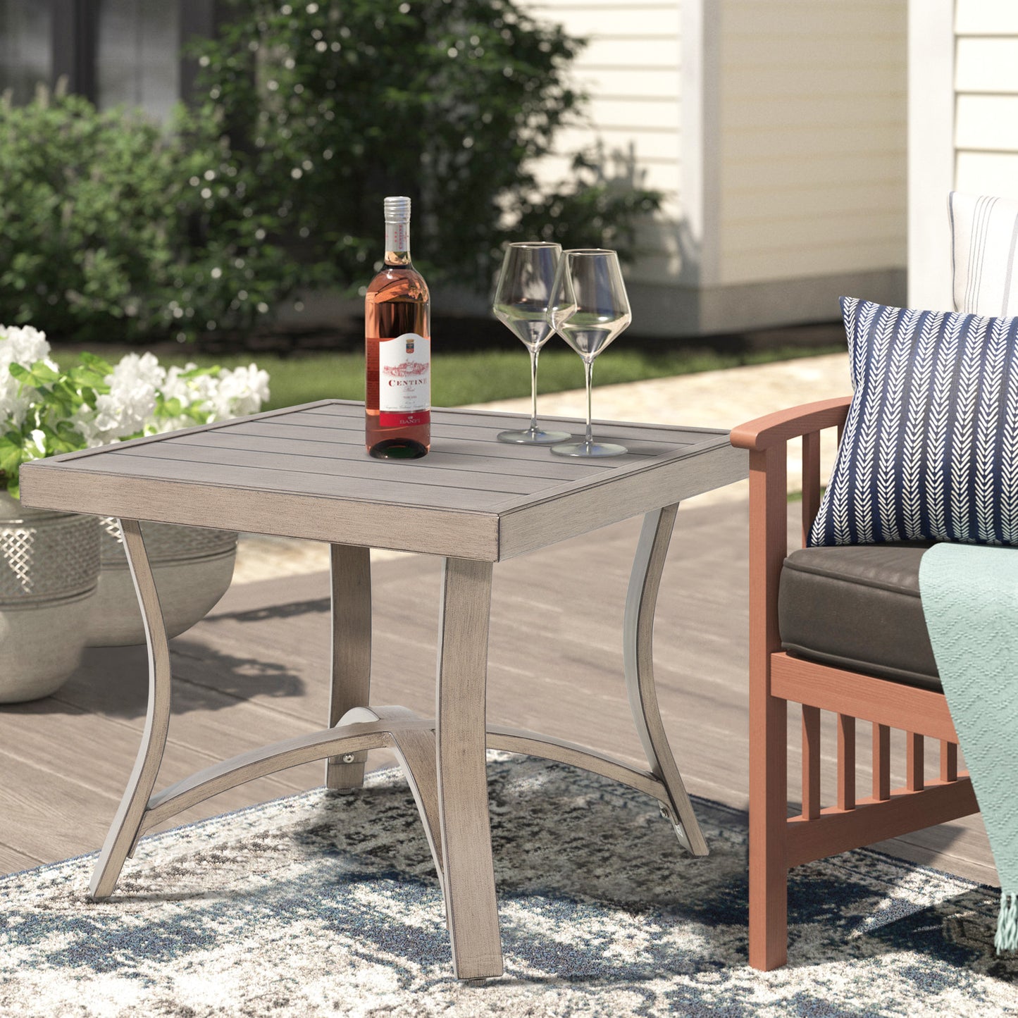 Chamber Aluminum Patio Bistro Set with Sunbrella® Cushions