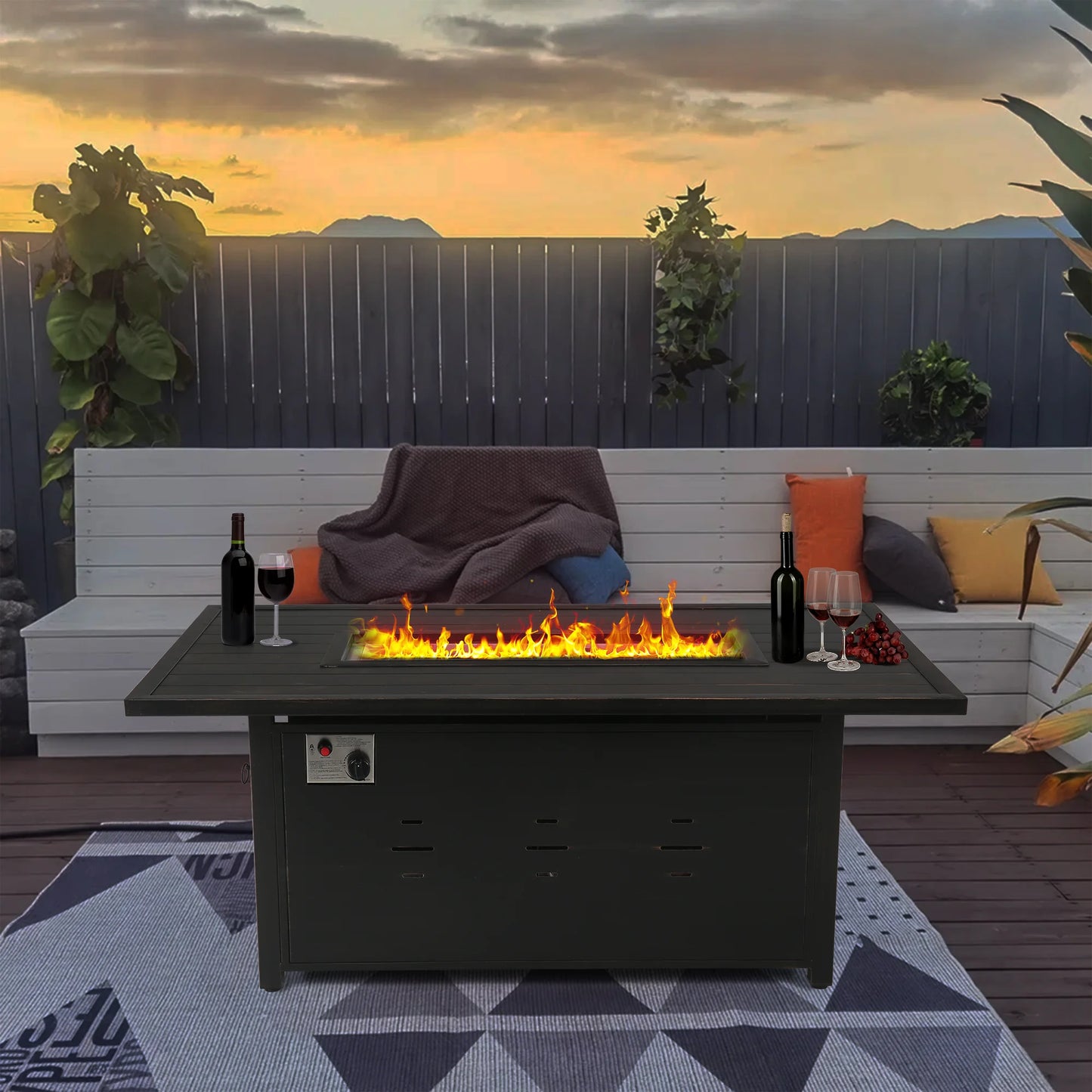 Chamber Outdoor Propane Fire Pit Table With Cover And Lid