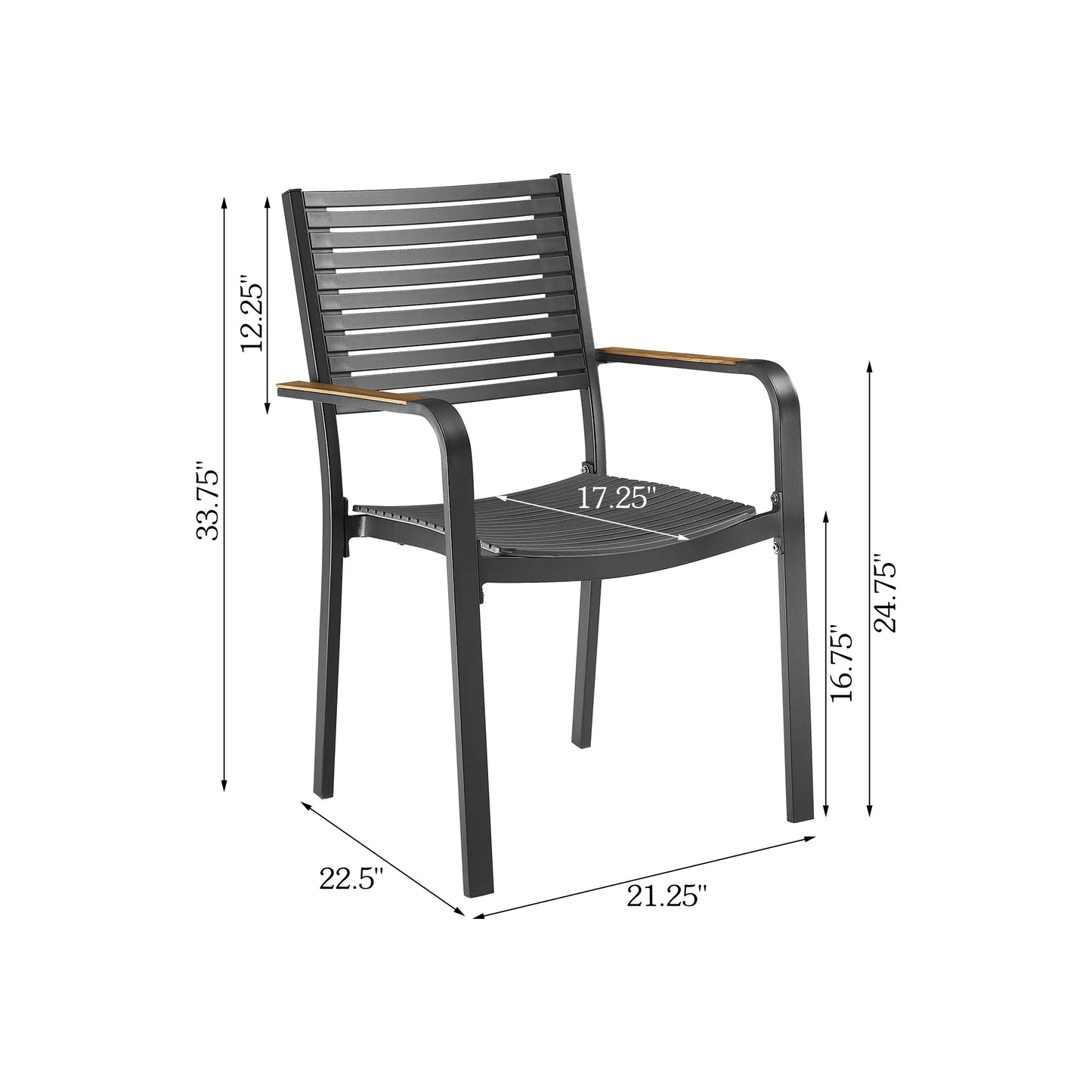 Nuova Aluminum/Teak Outdoor Dining Set With Stackable Chair