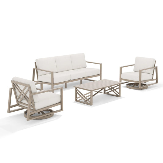 Hamarto 4 Pieces Aluminum Patio Conversation Sofa Set
