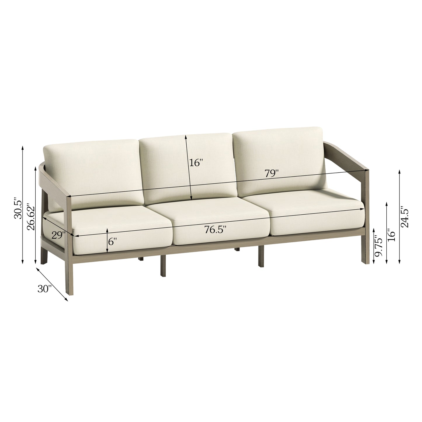 PEAKHOME Harmonti Modern Outdoor Sofa With Cushions