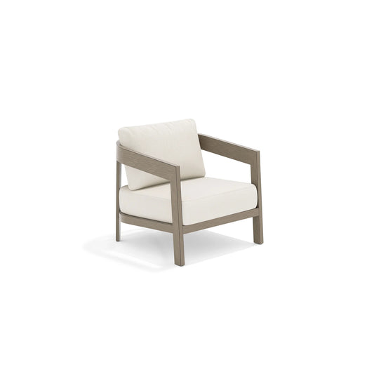 Modern chair with beige cushions