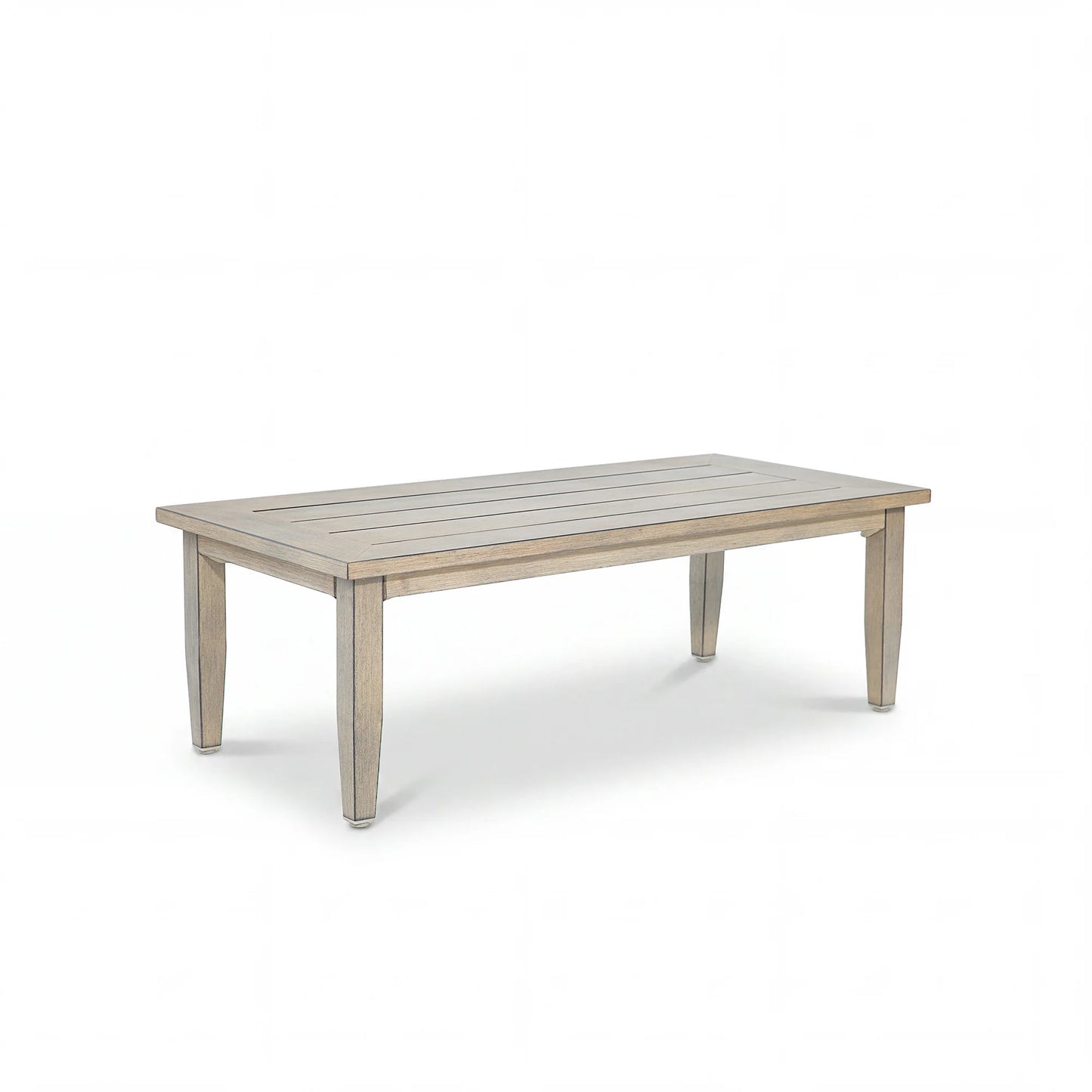Wooden table with a light finish on a white background