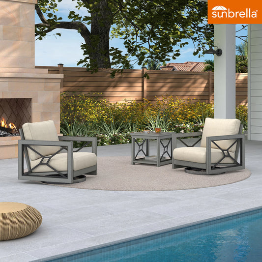 Marindo 3 Pieces Aluminum Patio Bistro Set with Sunbrella® Cushions