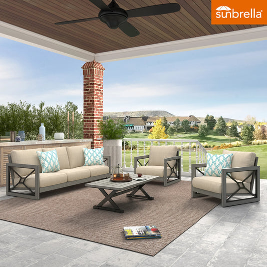 Marindo Patio 4 Pieces Aluminum Patio Conversation Set with Sunbrella® Cushions