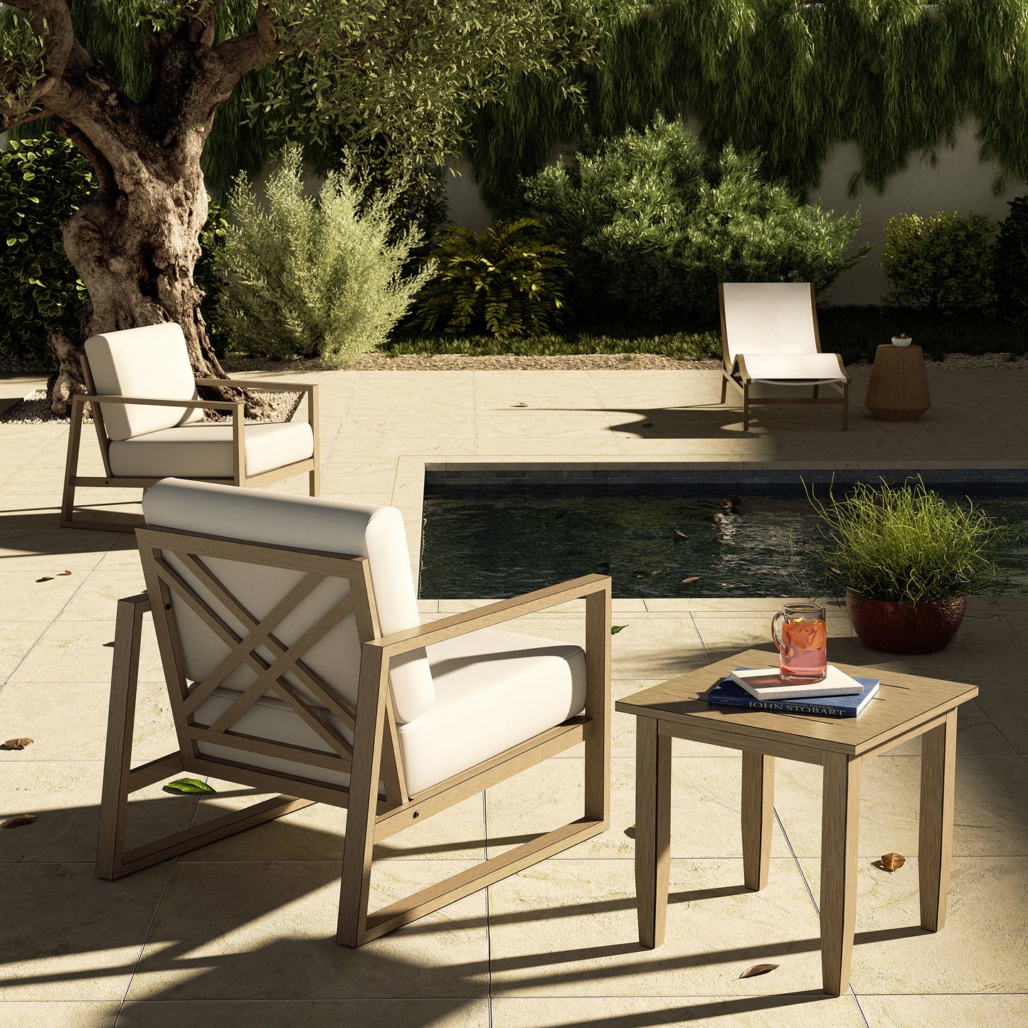 Hamarto 2 Person Aluminum Patio Bistro Set With Side Table