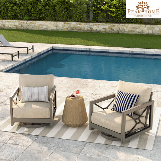 Marindo Patio Swivel Club Chairs With Sunbrella® Cushions