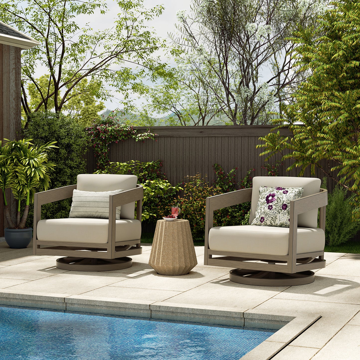 PEAKHOME FURNISHINGS Harmonti Patio Swivel Char Set