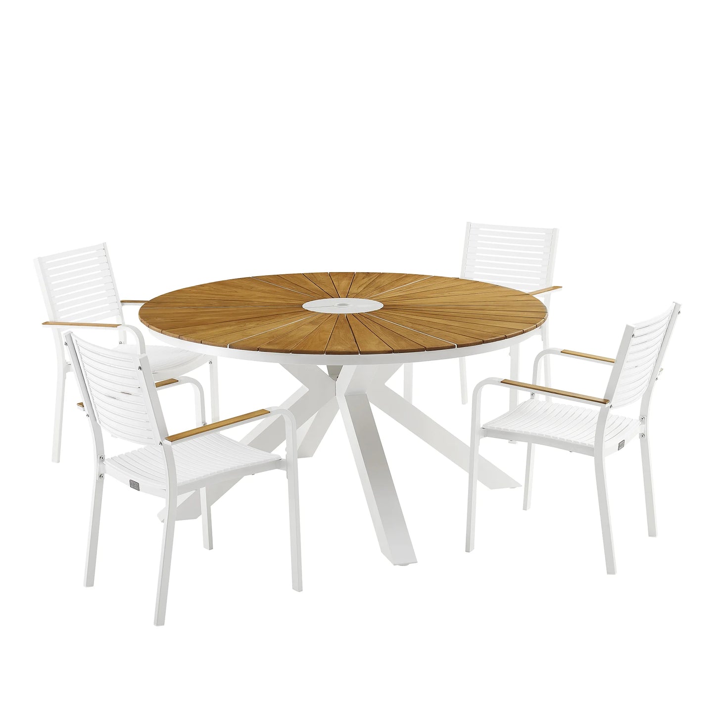 PEAKHOME Nuova 5-Piece Outdoor Dining Set With 60 Round Teak Table