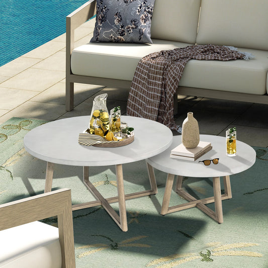 PEAKHOME Round Nesting Coffee Table Set