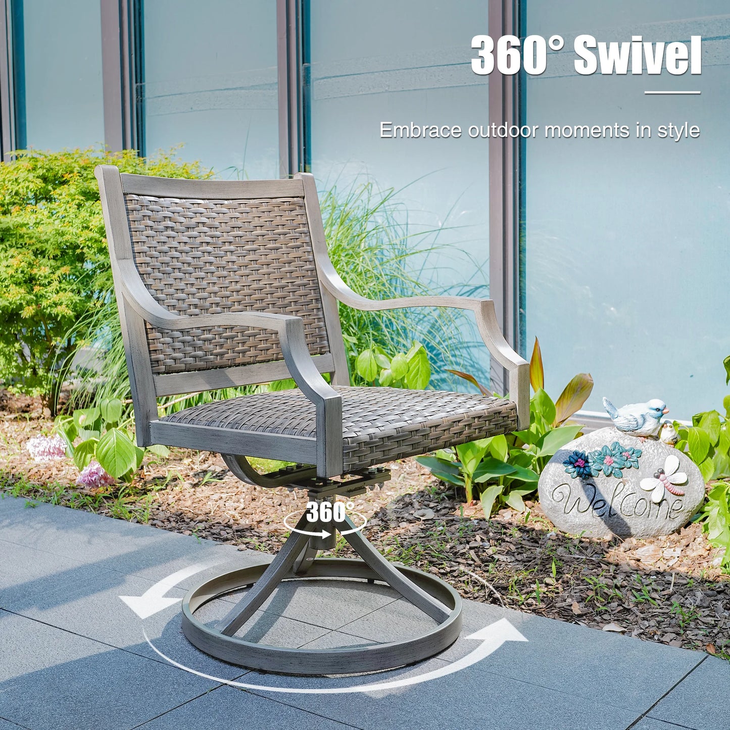 Tampa Outdoor Swivel Dining Chair (Set of 2)