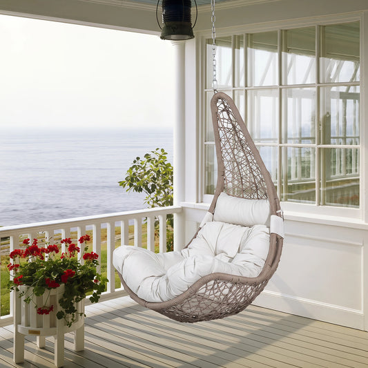 Peakhome Furnishings Outdoor Patio Wicker Swing Chair Without Stand