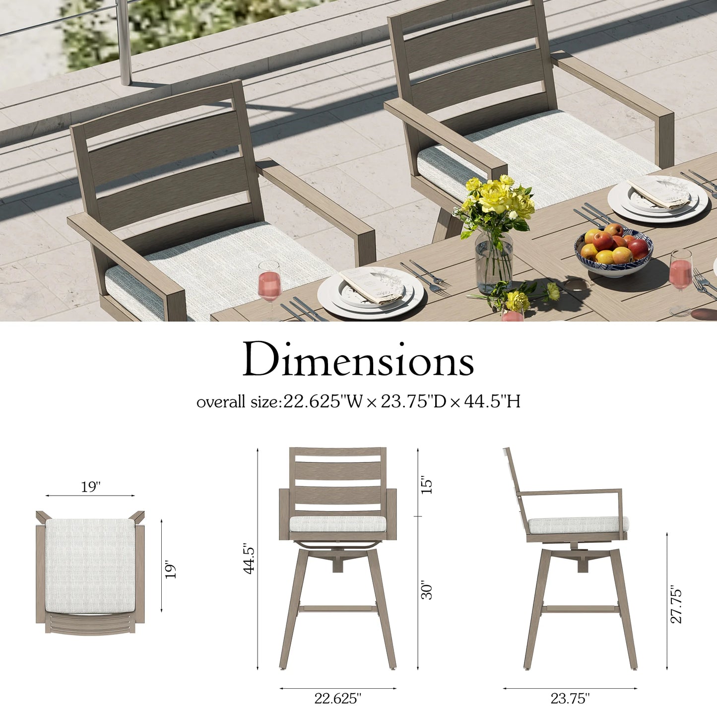 Winston Patio Aluminum Swivel High Bar Stools