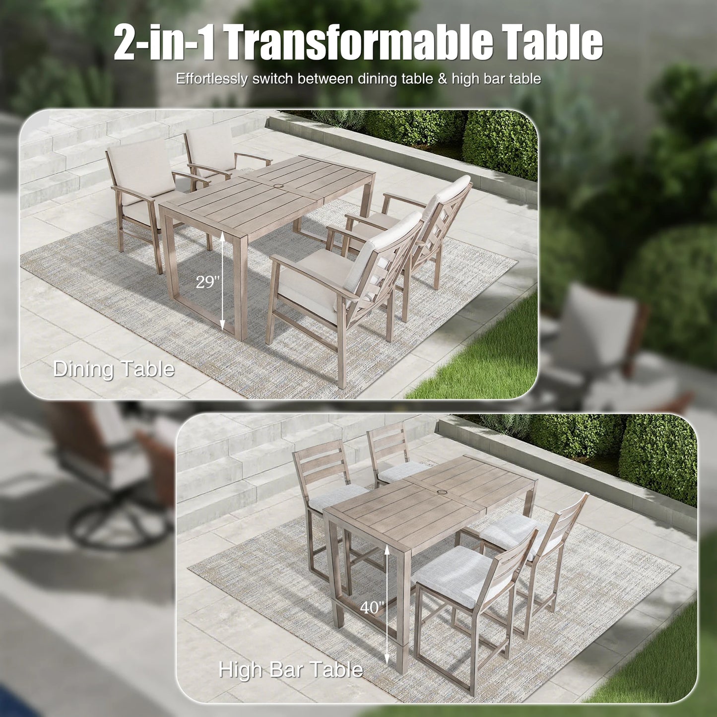 Winston Aluminum 2-In-1 Convertible Patio Bar Table