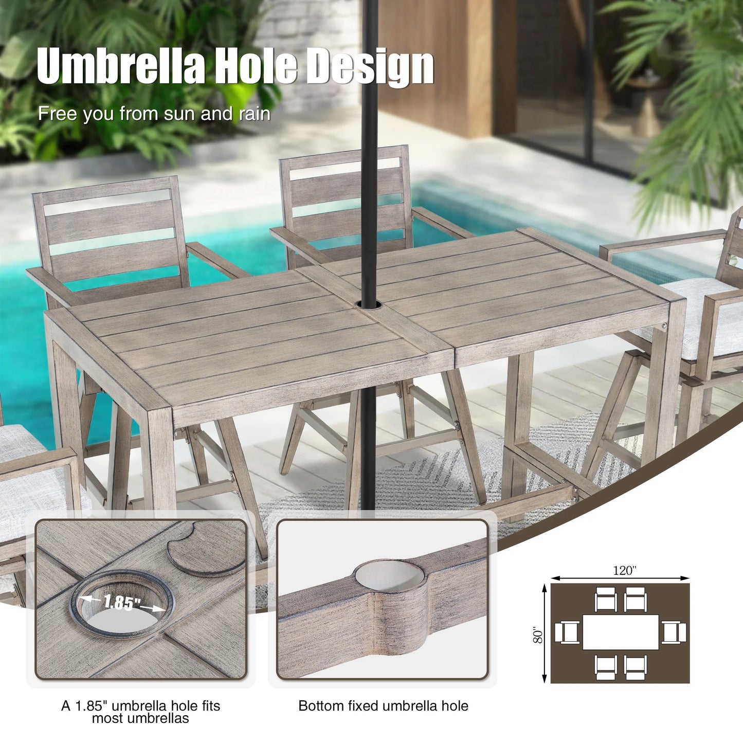 Winston Aluminum 2-In-1 Convertible Patio Bar Table