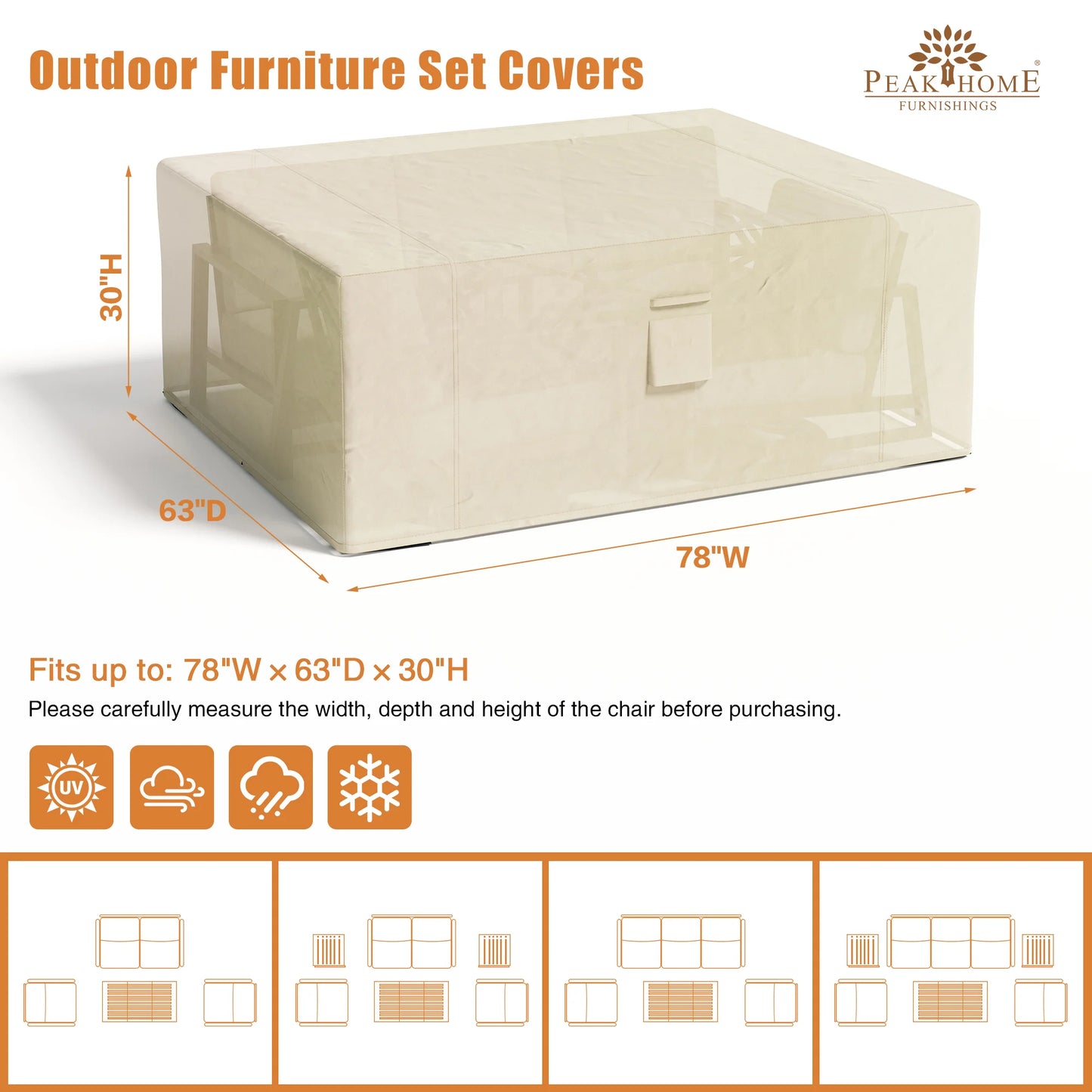 Peak Home Patio Furniture Set Cover