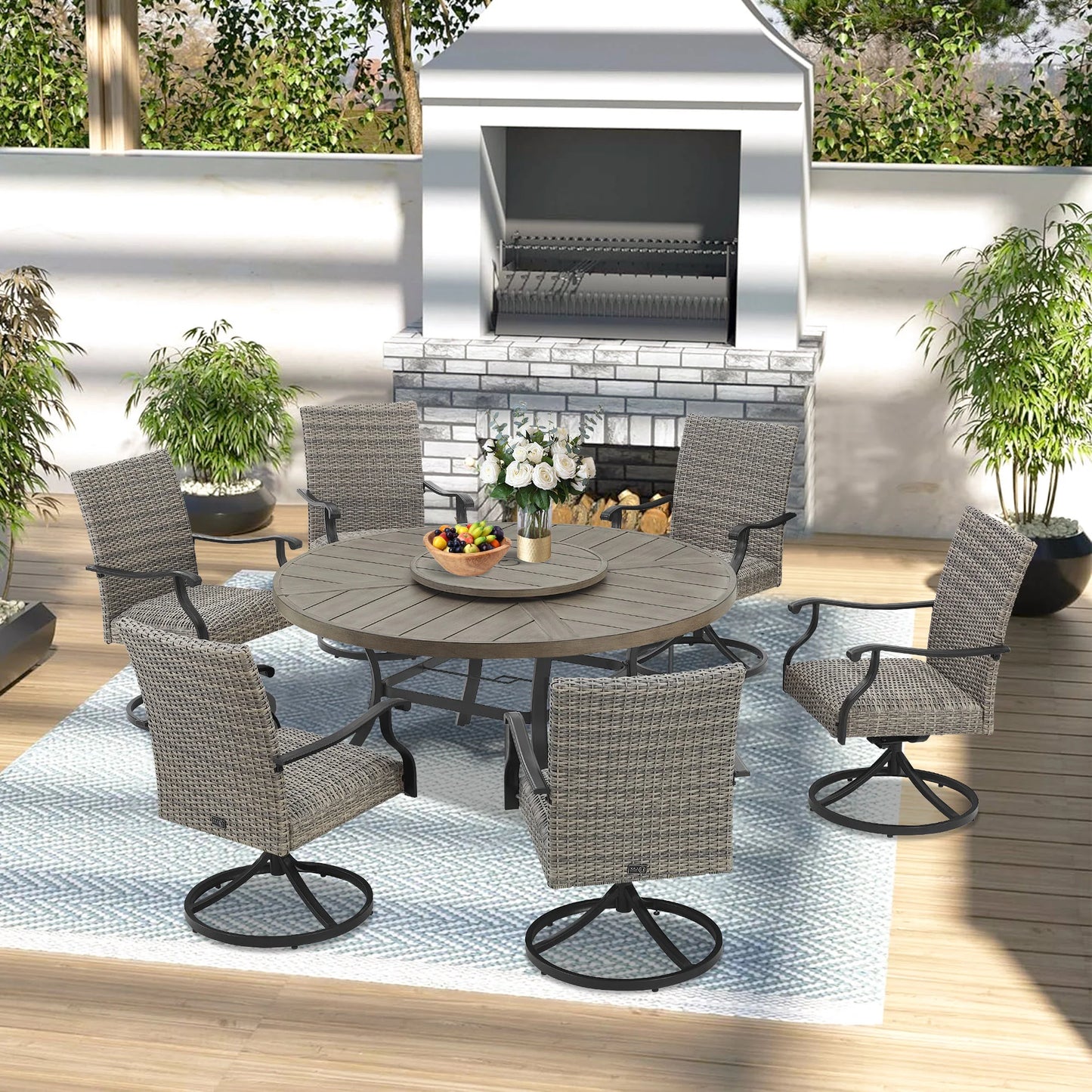 Pavane 7-Piece Outdoor Round Table Dining Set