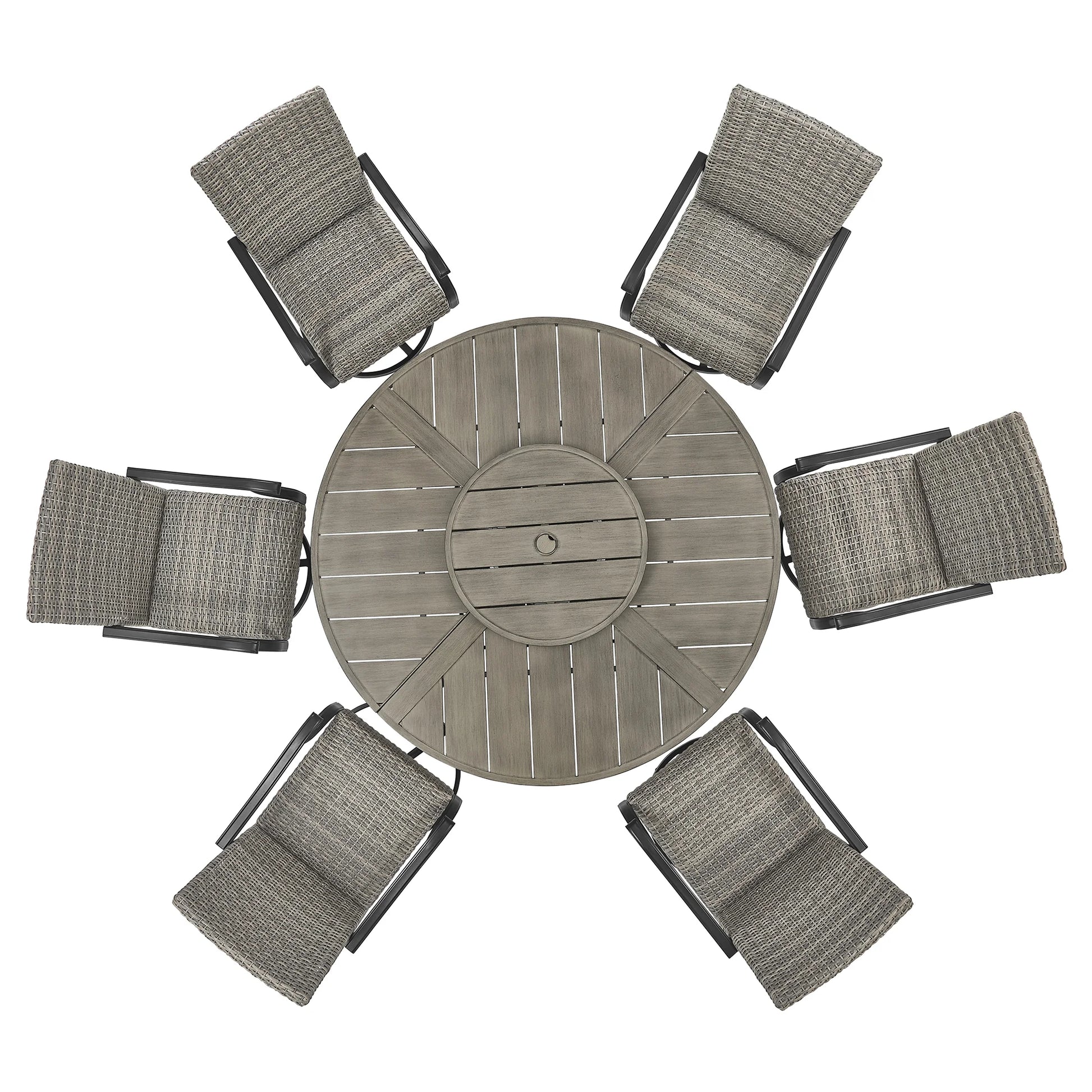 Pavane 7-Piece Patio Round Table Dining Set With Swivel Chair