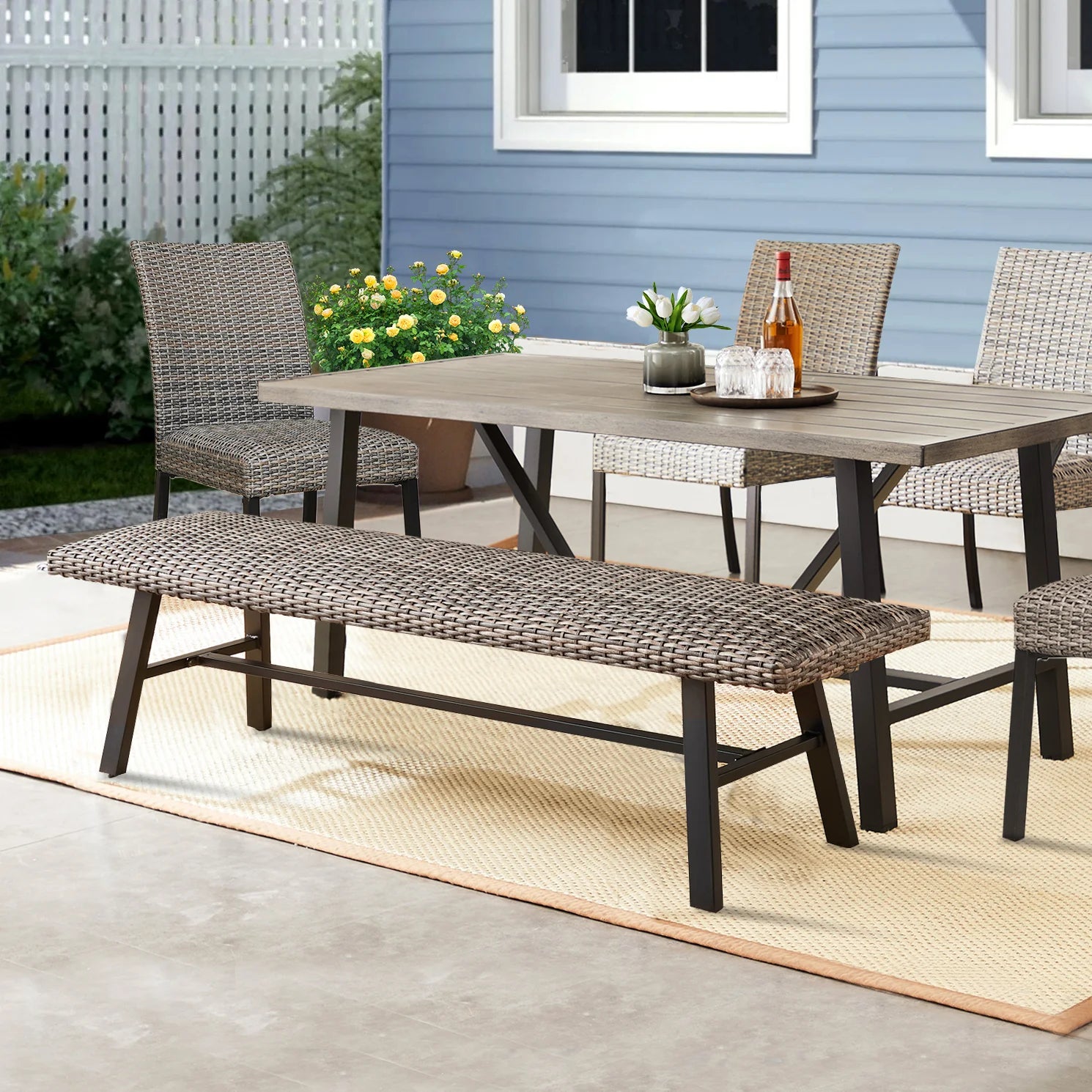 Pavane 70” All-weather Wicker Outdoor Bench