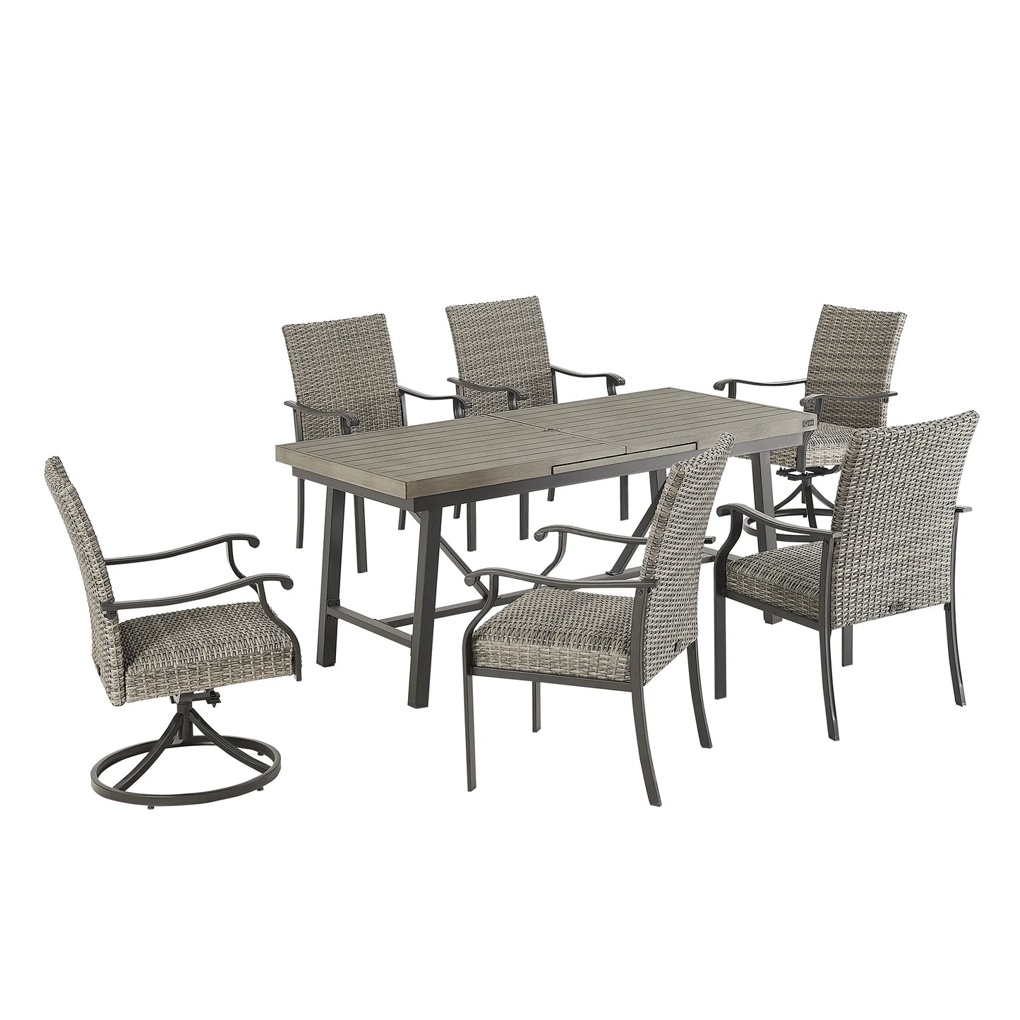 PeakHome 7-Piece Patio Automatic Extendable Dining Set