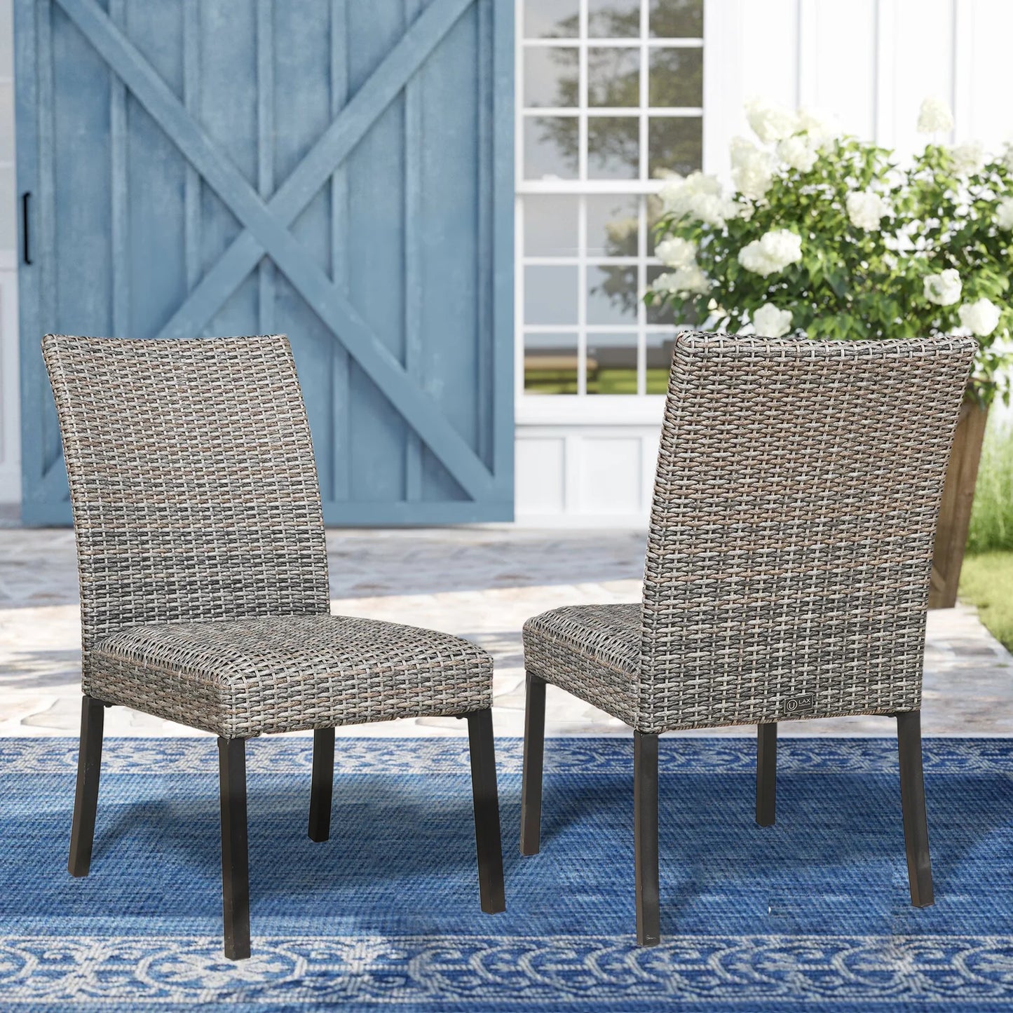 PeakHome Pavane Patio Wicker Armless Dining Chairs