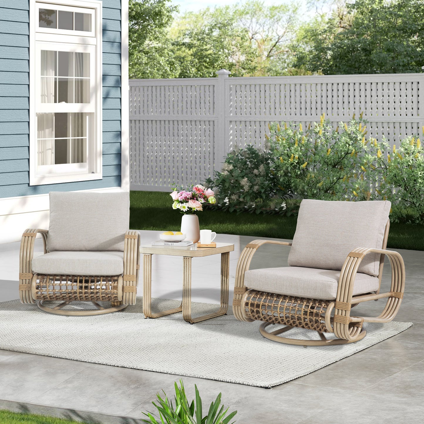 Peakhome Furnishings Arsterie 3 Pieces Aluminum Patio Conversation Set