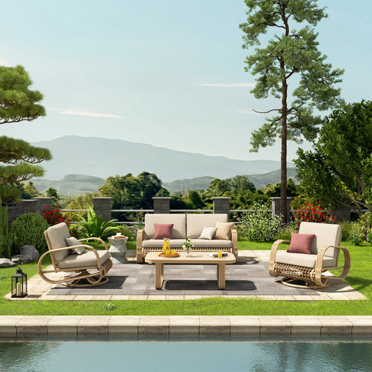 Peakhome Furnishings Arsterie 4-Pieces Aluminum Patio Conversation Sofa Sets