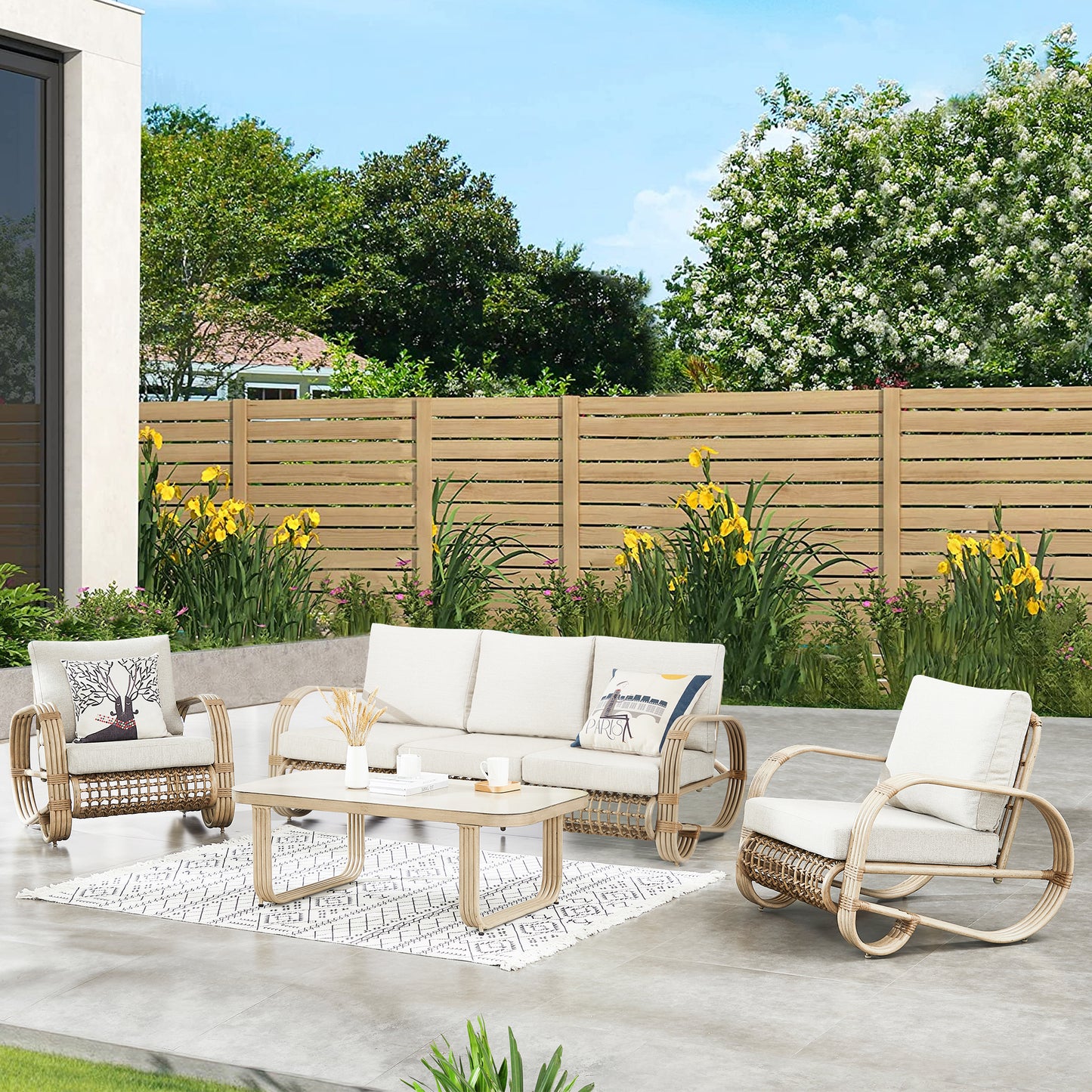 Peakhome Furnishings Arsterie 4-Pieces Aluminum Patio Conversation Sofa Sets