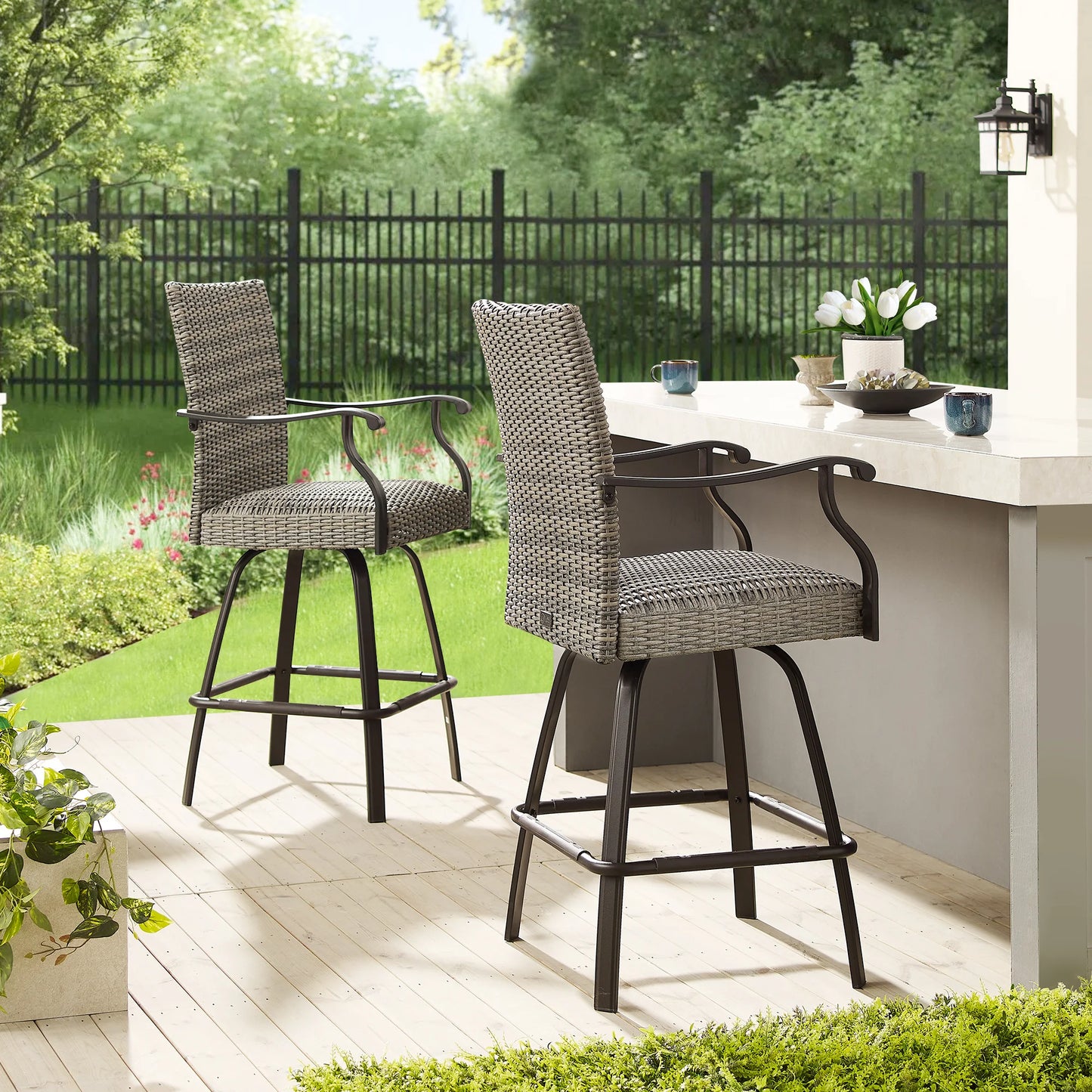 Pavane Outdoor Wicker Bar Stools