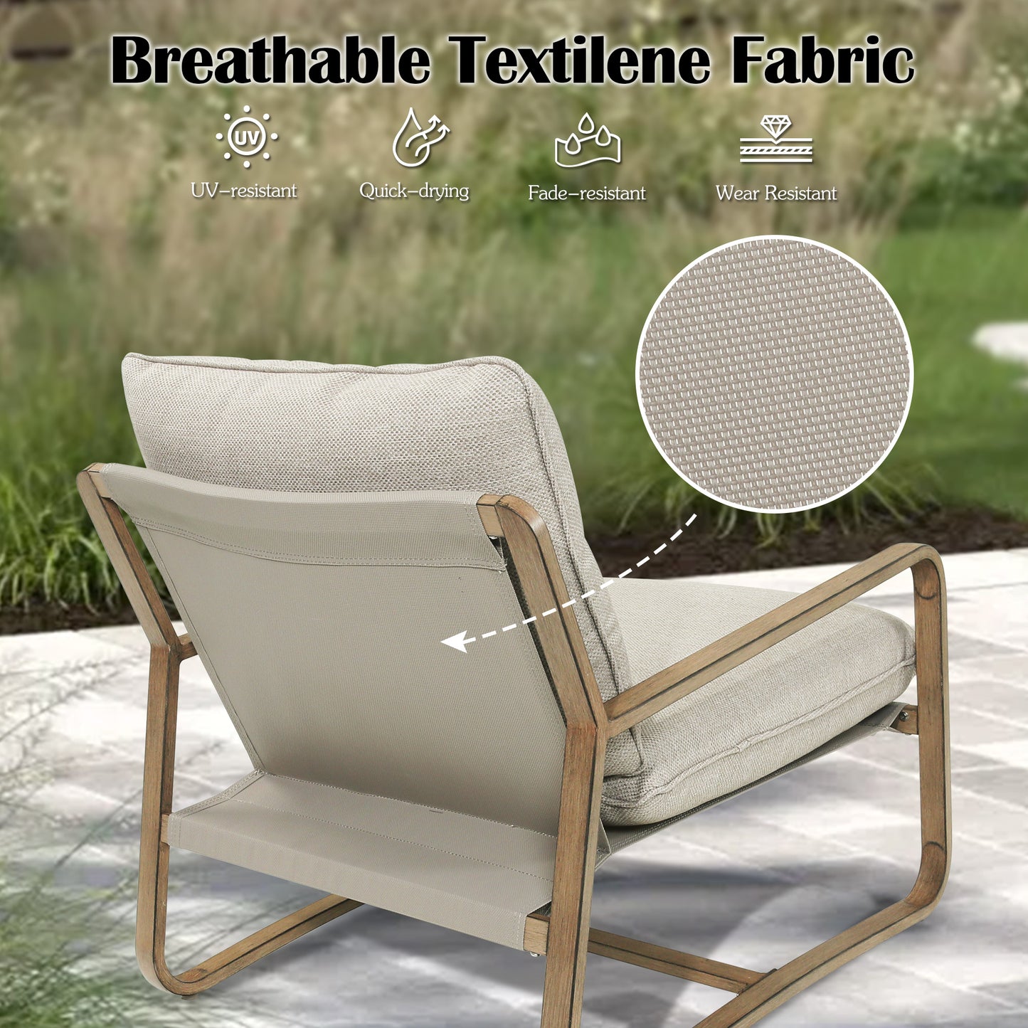 PEAKHOME Lusso Patio Conversation Club Set With Side Table