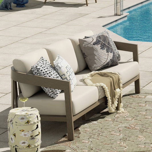 PEAKHOME FURNISHINGS Harmonti Patio Aluminum Sofa With Cushions